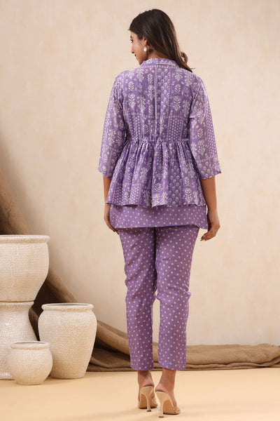 Purple Striped Muslin Co-ord Set (Set of Two)