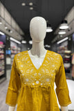 Yello Kurta Set with White Thread Embroidery