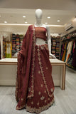 Beautiful Brown Silk Crush Lehenga