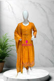 Embroidered Flair Orange Kurta set with dupatta